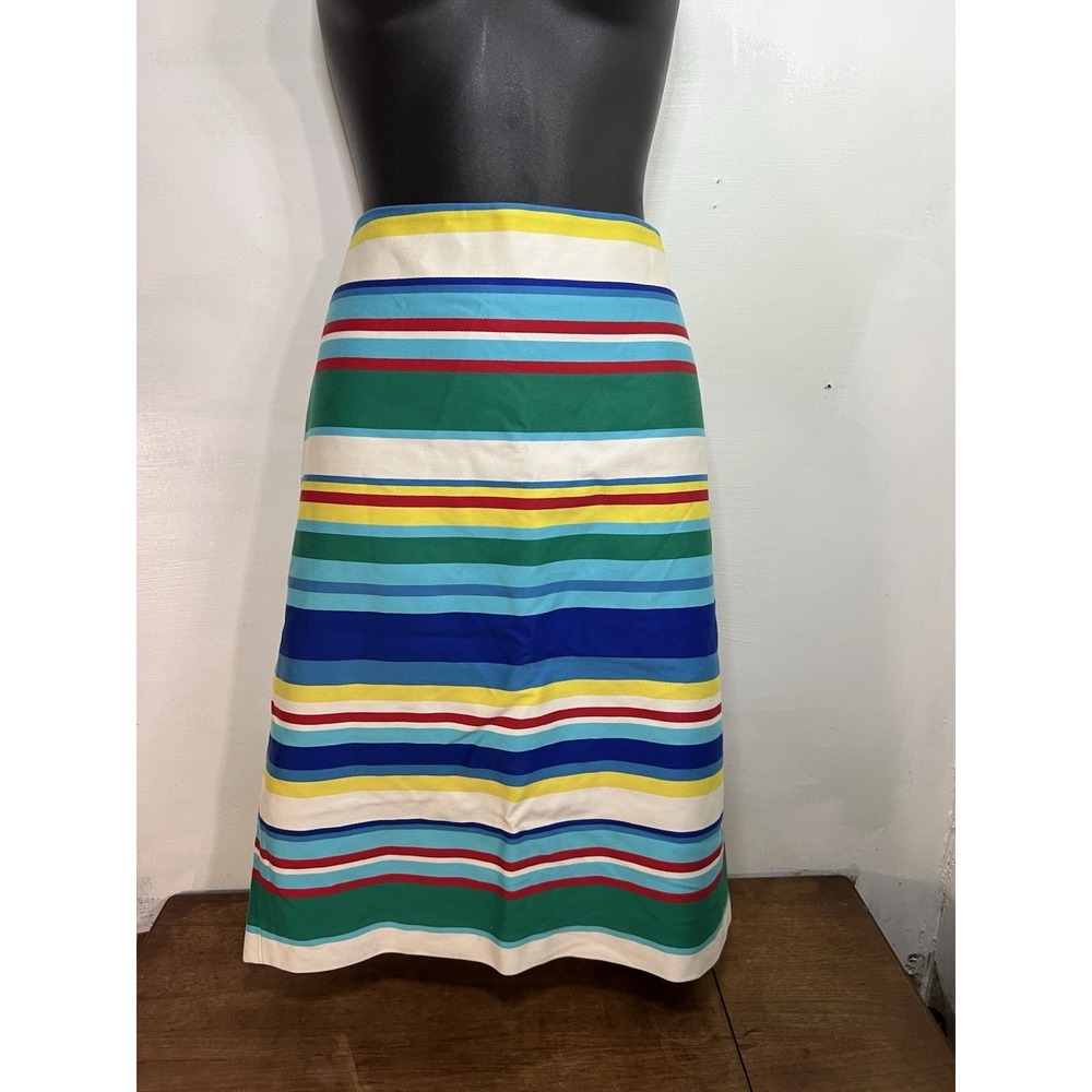 Sz8 Talbots Rainbow Skirt Zip Up With Latch Maximalist Stripes ColorBlock Funky